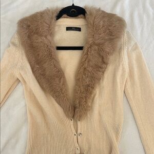 Luxury DAY Birger et Mikkelsen 80% Lambswool Cardigan w/ Removable Rabbit Fur